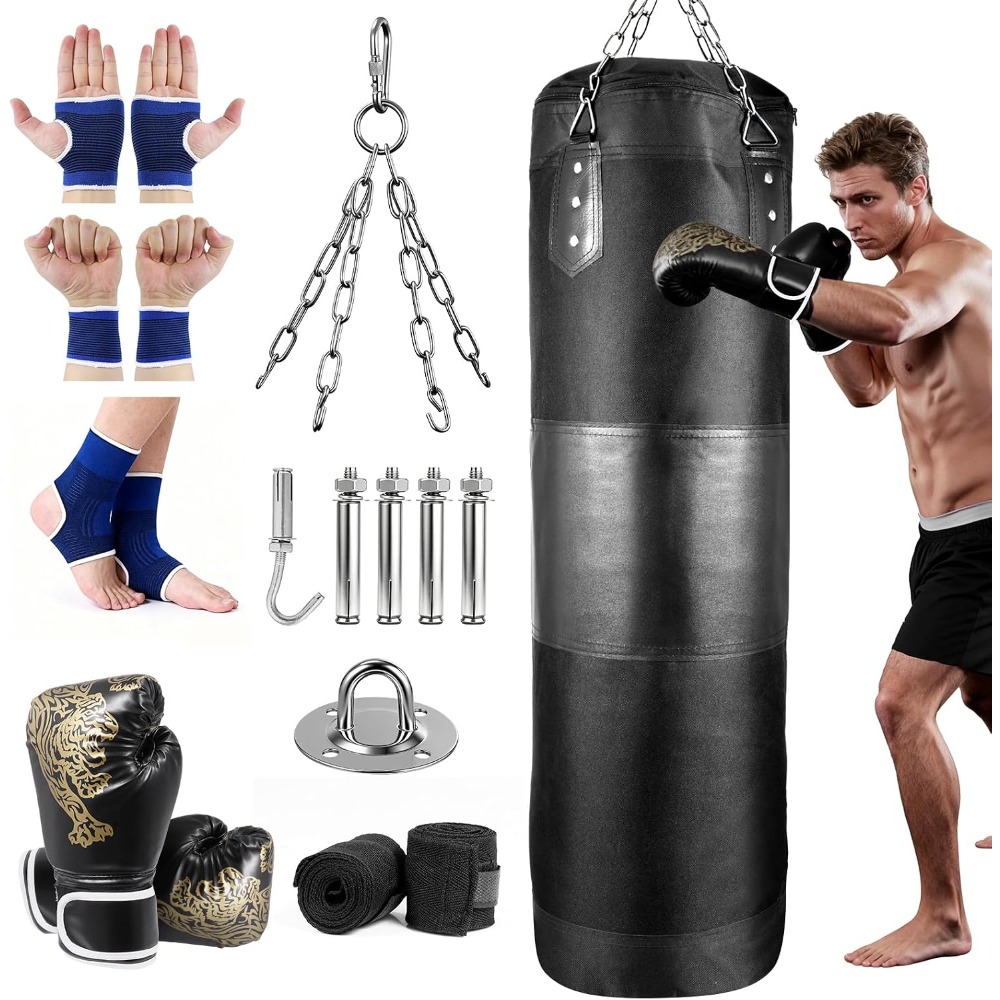 Boxing Glove Set - Punching Bag for Adults Leather Heavy